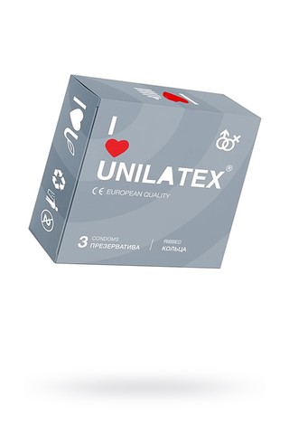 Презервативы Unilatex, ribbed, латекс, ребристые, 18 см, 5,4 см, 3 шт.