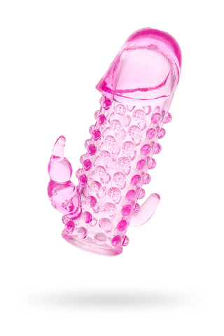Насадка на пенис с дополнительной стимуляцией TOYFA Basic, TPE, розовый, 13 см